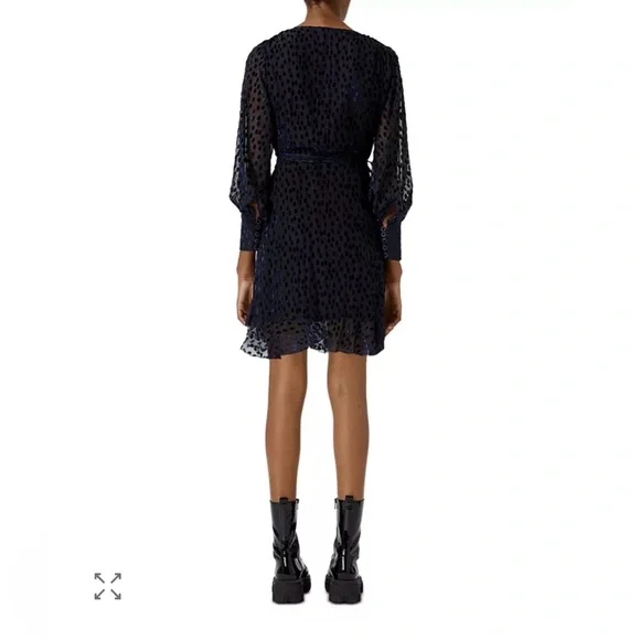 The Kooples Polka Dot Burnout Velvet Wrap Dress - Picture 4 of 8